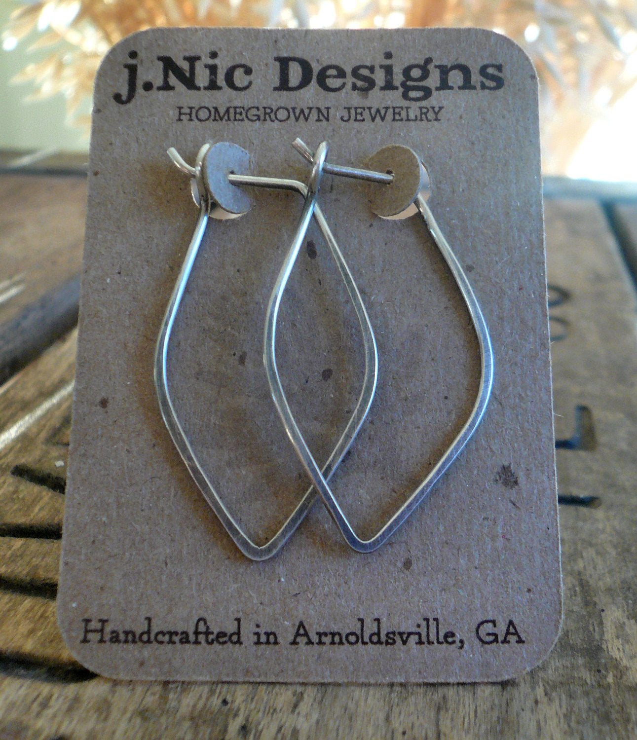 Leaf Hoops - Handmade. Handforged. Oxidized Sterling Silver Hoop Earrings