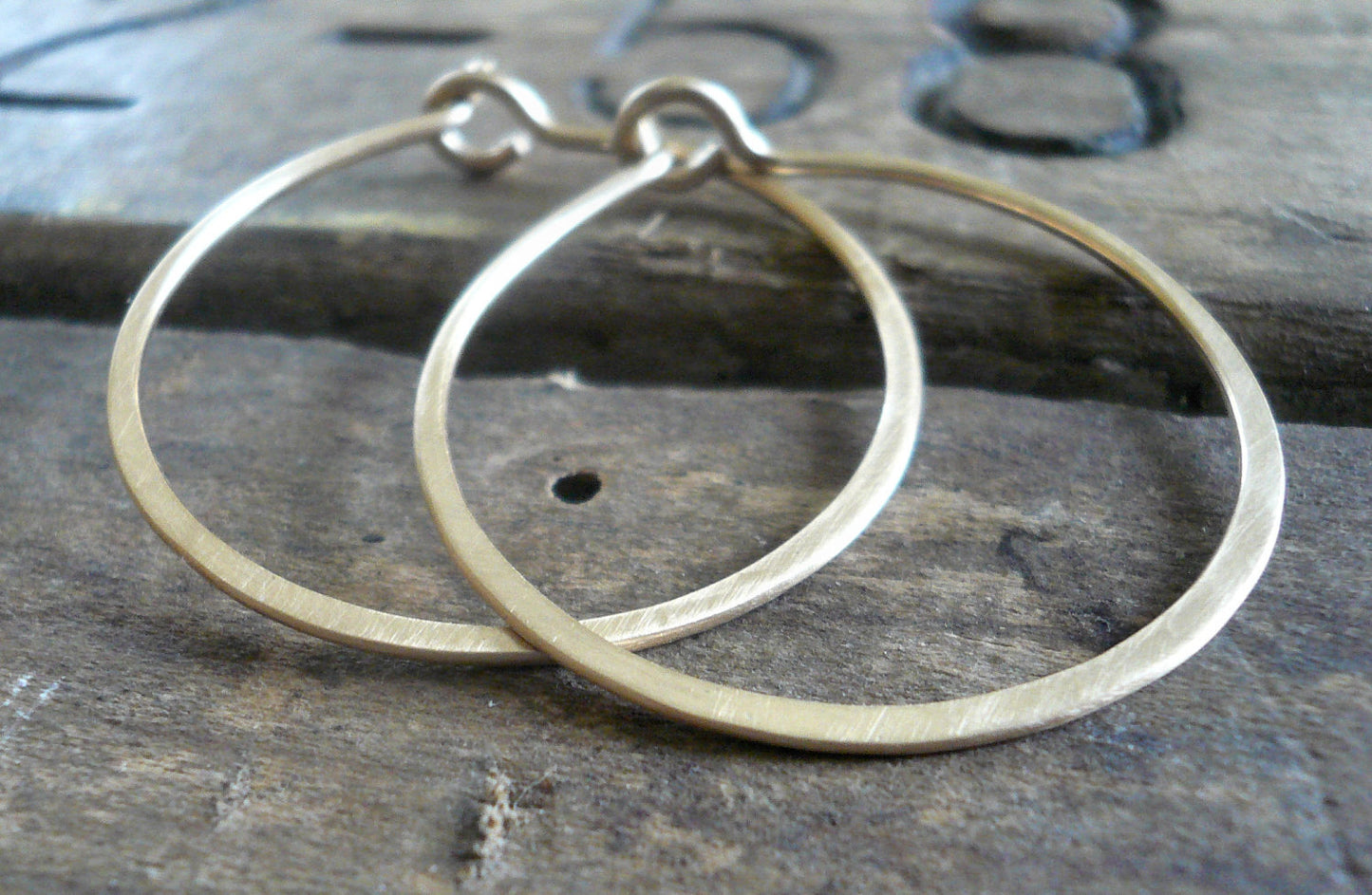 Satin Hoops - Handmade. Handforged. Matte 14k goldfill hoops. Choice of 6 sizes