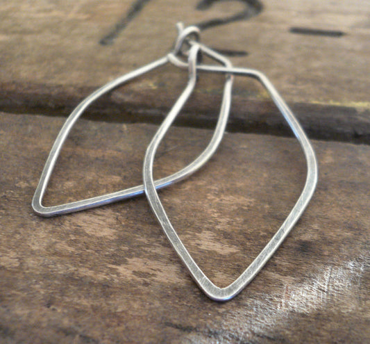Leaf Hoops - Handmade. Handforged. Oxidized Sterling Silver Hoop Earrings