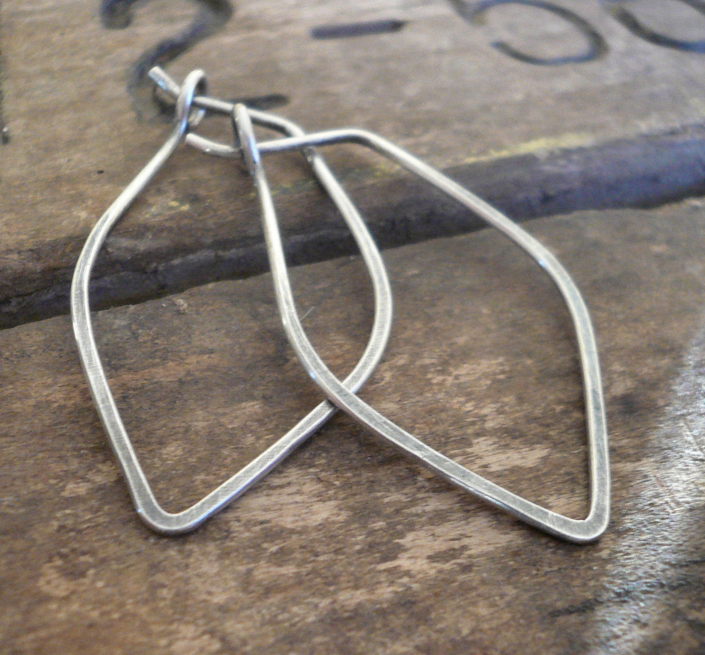 Leaf Hoops - Handmade. Handforged. Oxidized Sterling Silver Hoop Earrings