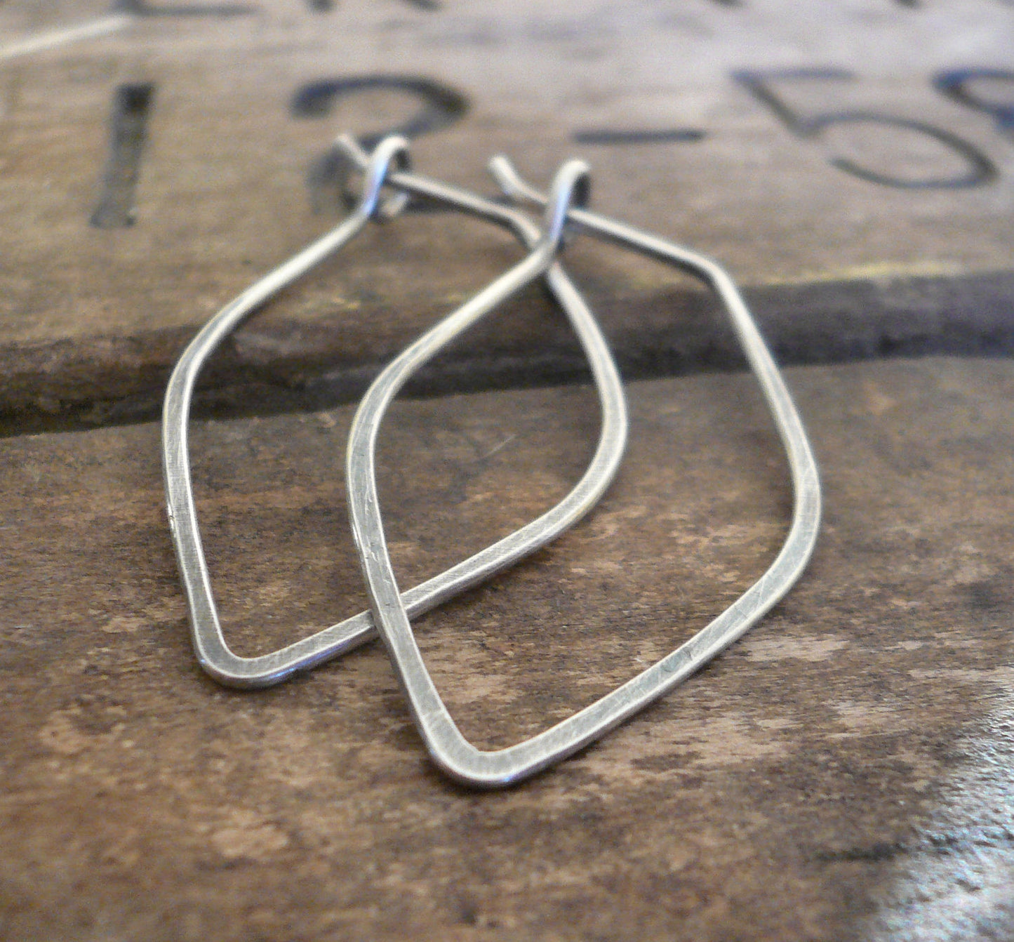 Leaf Hoops - Handmade. Handforged. Oxidized Sterling Silver Hoop Earrings