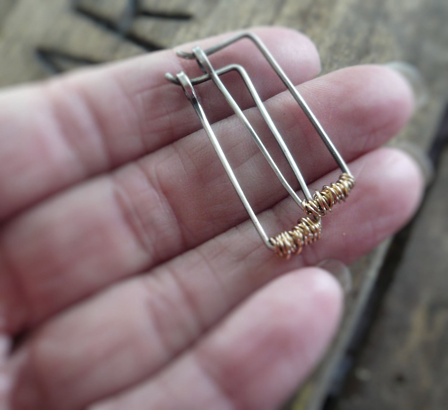 Tangled Hoops - Handmade. Hand Forged. 14kt Goldfill & Oxidized Sterling Silver Earrings