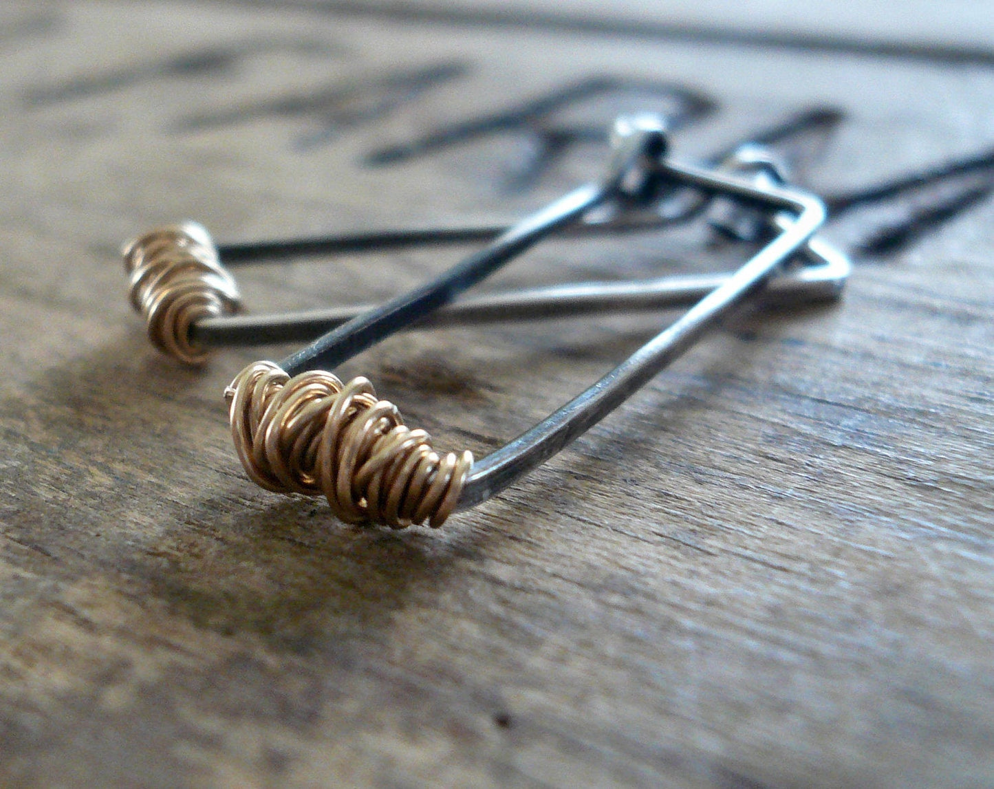 Tangled Hoops - Handmade. Hand Forged. 14kt Goldfill & Oxidized Sterling Silver Earrings