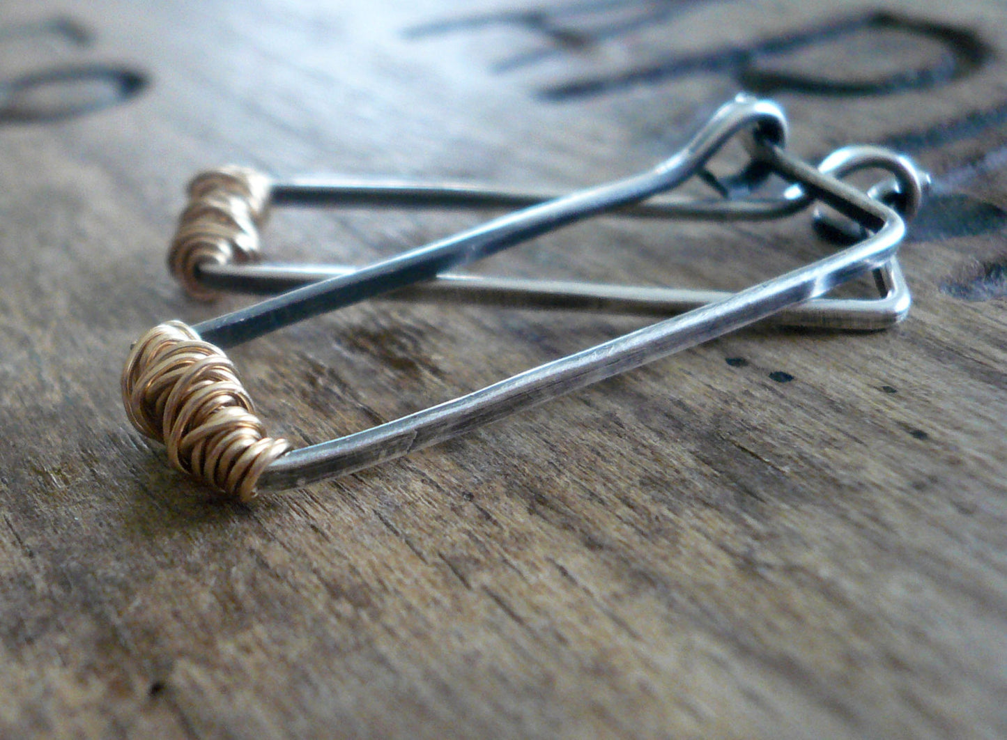 Tangled Hoops - Handmade. Hand Forged. 14kt Goldfill & Oxidized Sterling Silver Earrings