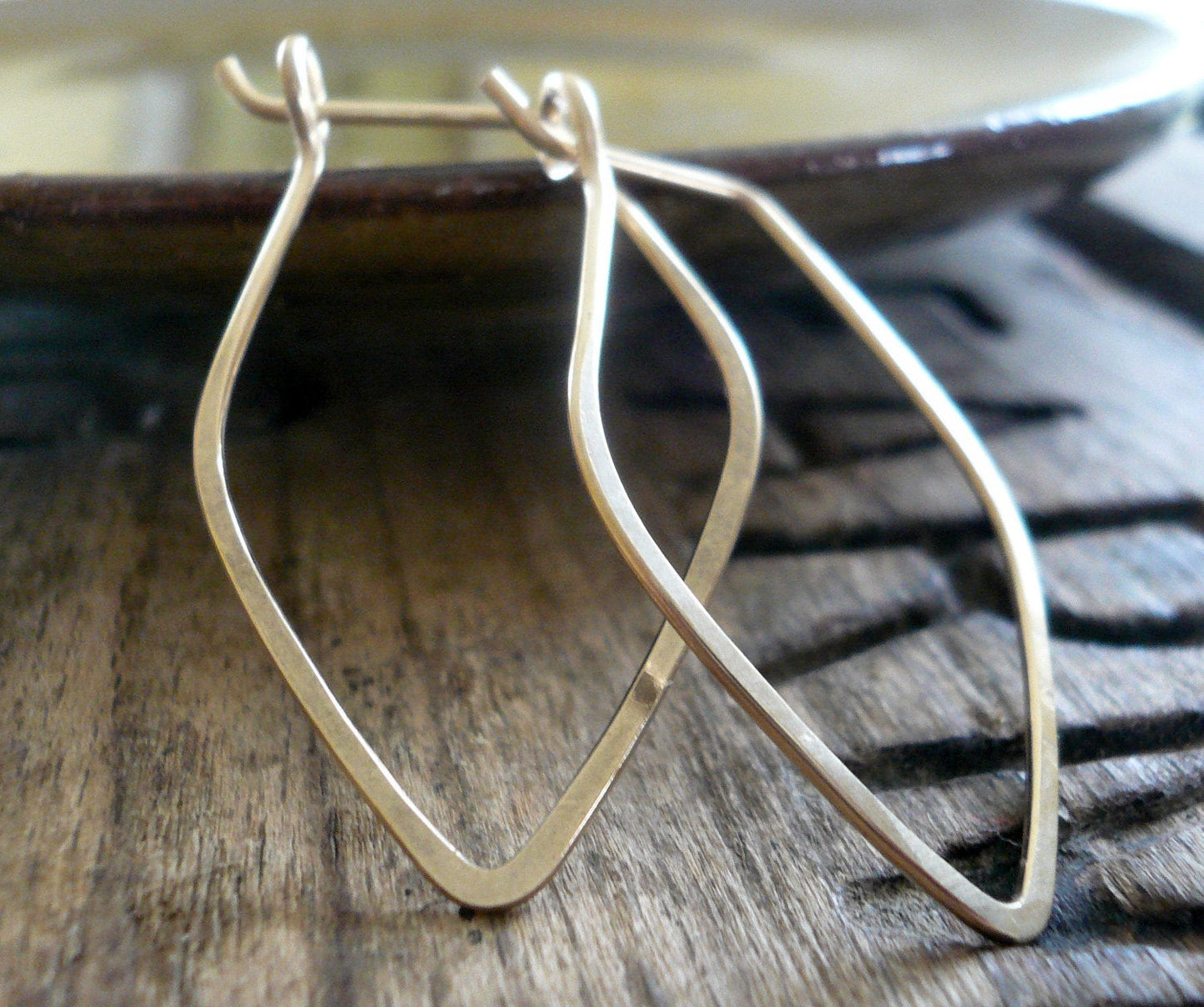 Leaf Hoops - Handmade. Hammered. 14k goldfill hoops