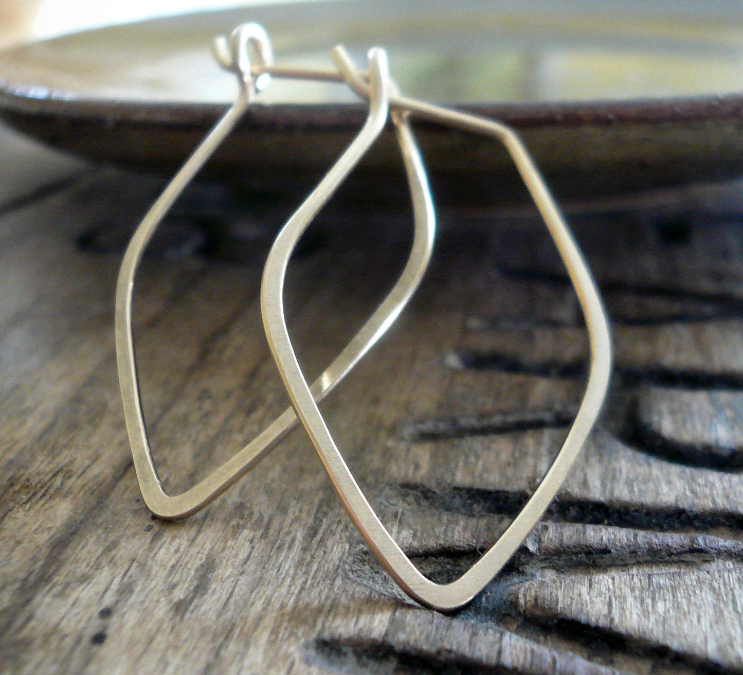 Leaf Hoops - Handmade. Hammered. 14k goldfill hoops