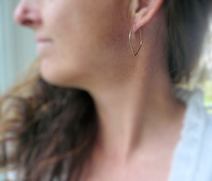 Leaf Hoops - Handmade. Handforged. Oxidized Sterling Silver Hoop Earrings