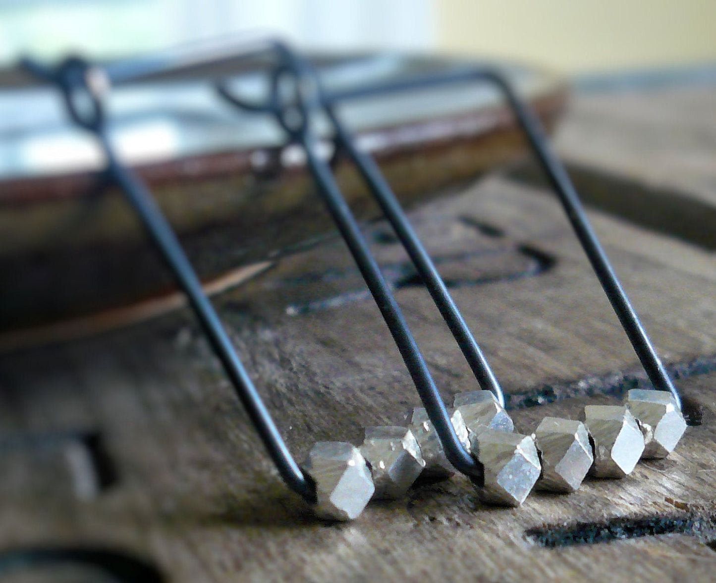 Prospector Earrings - Handmade. Oxidized Sterling and Fine Silver Hoops