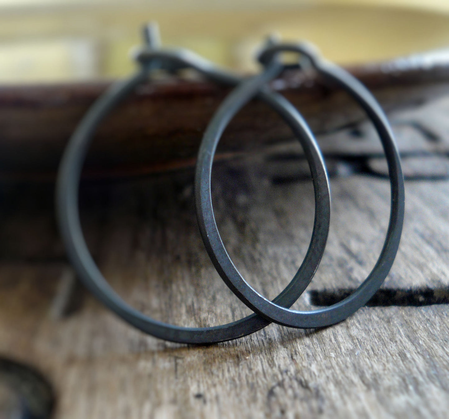 Lil' Every Day Hoops - Handmade. Heavily Oxidized Sterling Silver