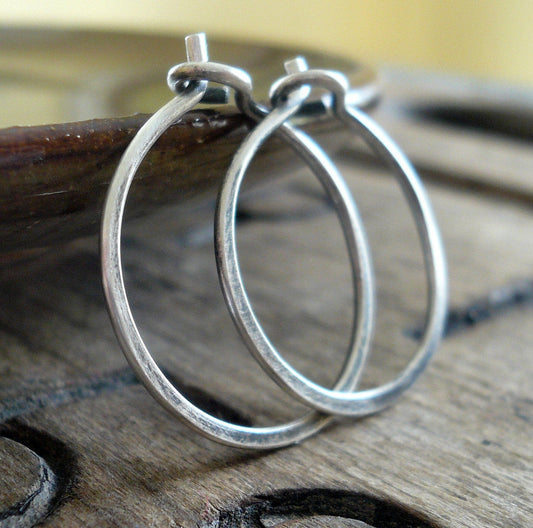Lil' Every Day Hoops - Handmade. Oxidized Sterling Silver