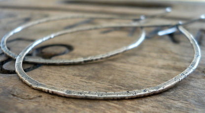 Tattered Tears - Handmade. Oxidized, textured sterling silver Earrings