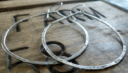 Tattered Tears - Handmade. Oxidized, textured sterling silver Earrings