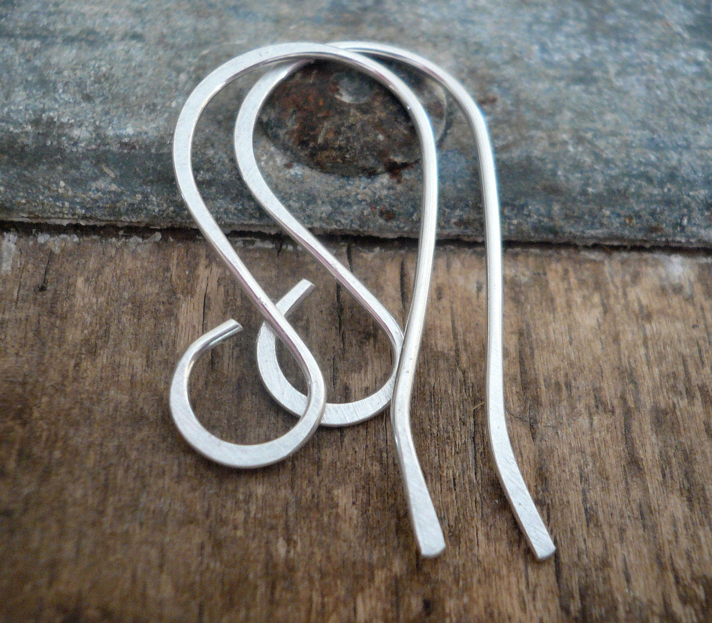 12 Pairs of my Large Loop Solitaire Sterling Silver or 14kt Goldfill Earwires - Handmade. Handforged