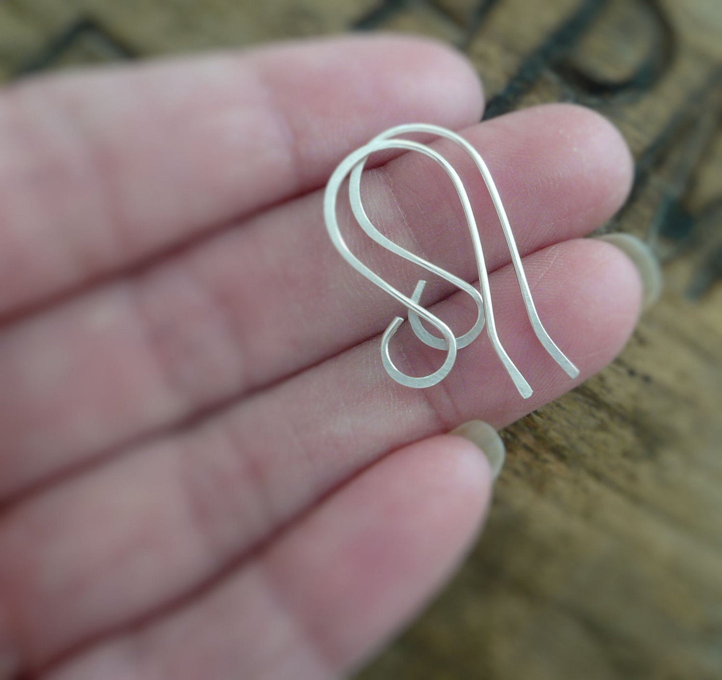 Large Loop Solitaire Sterling Silver Earwires - Handmade. Handforged. Heavily Oxidized