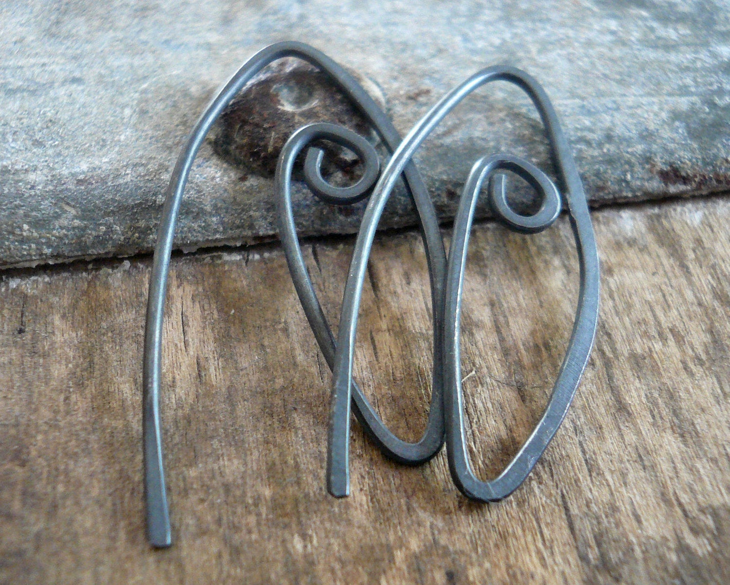 Furl Sterling Silver Earwires - Handmade. Handforged. Heavily Oxidized