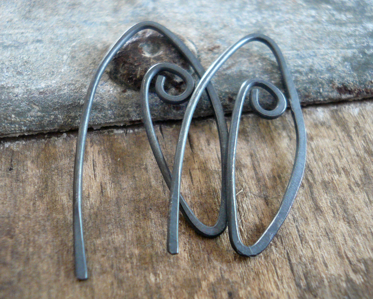 12 Pairs of my Furl Sterling Silver Earwires - Handmade. Handforged. Heavily Oxidized