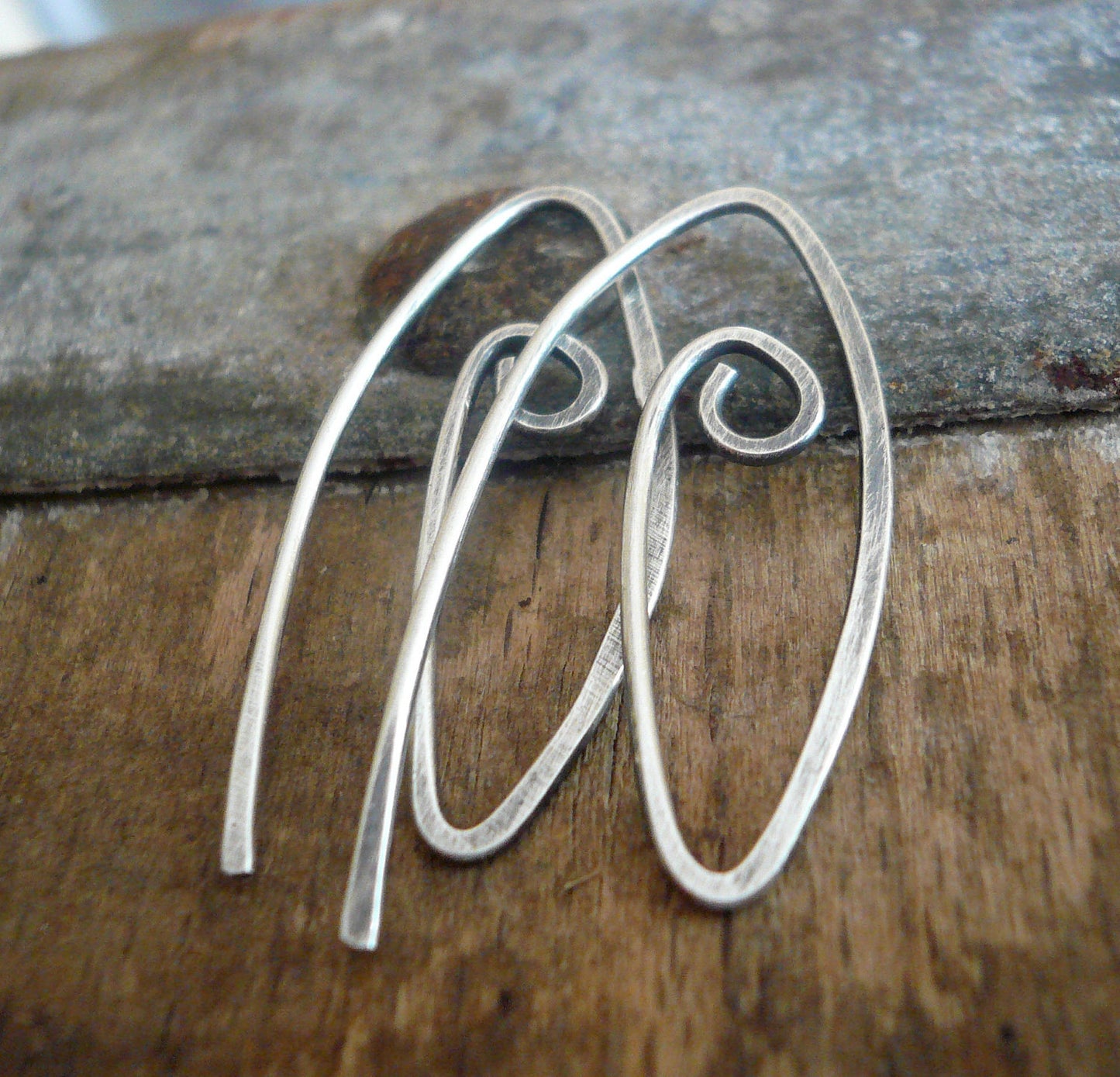 Furl Sterling Silver Earwires - Handmade. Handforged. Oxidized & polished