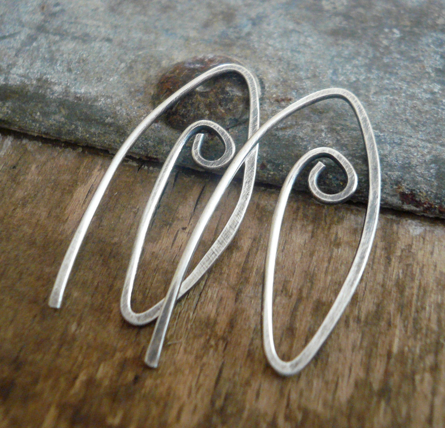 Furl Sterling Silver Earwires - Handmade. Handforged. Oxidized & polished