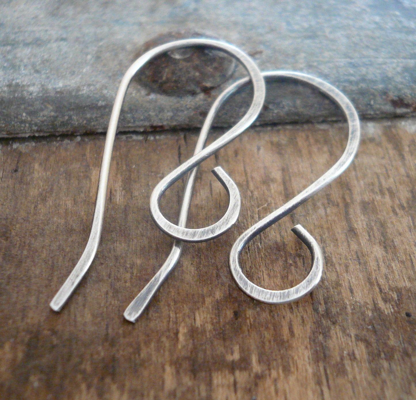12 Pairs of my Large Loop Solitaire Sterling Silver Earwires - Handmade. Handforged. Oxidized & Polished