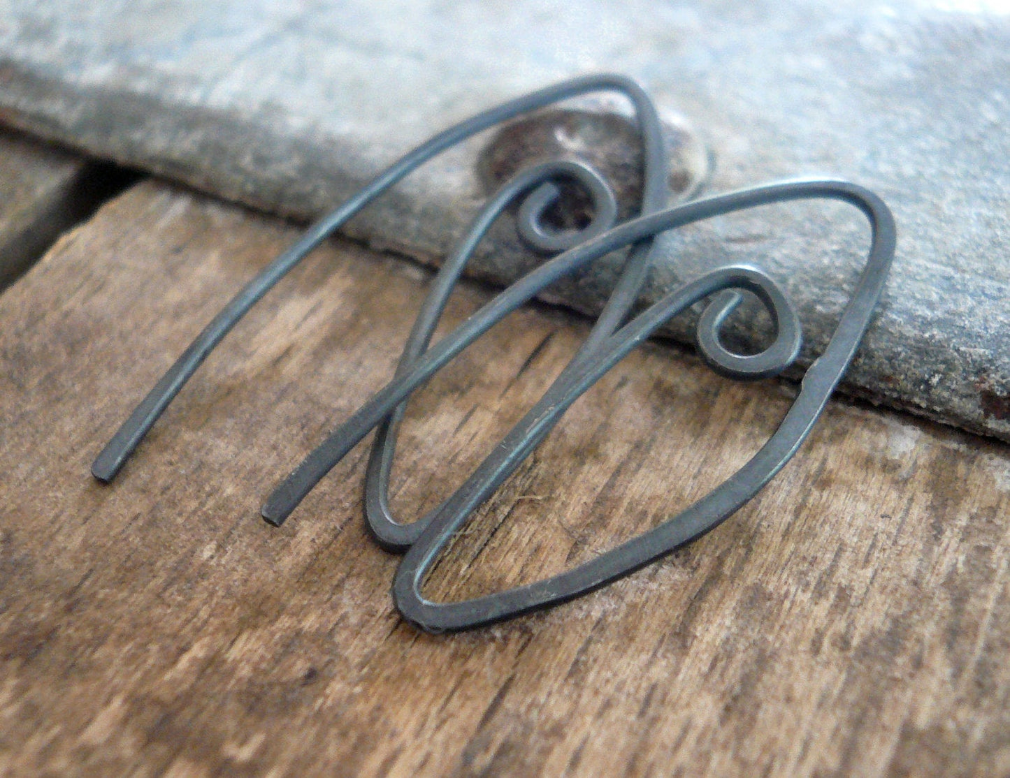 Furl Sterling Silver Earwires - Handmade. Handforged. Heavily Oxidized