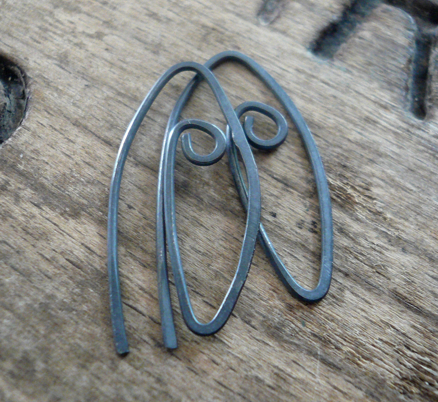 12 Pairs of my Furl Sterling Silver Earwires - Handmade. Handforged. Heavily Oxidized