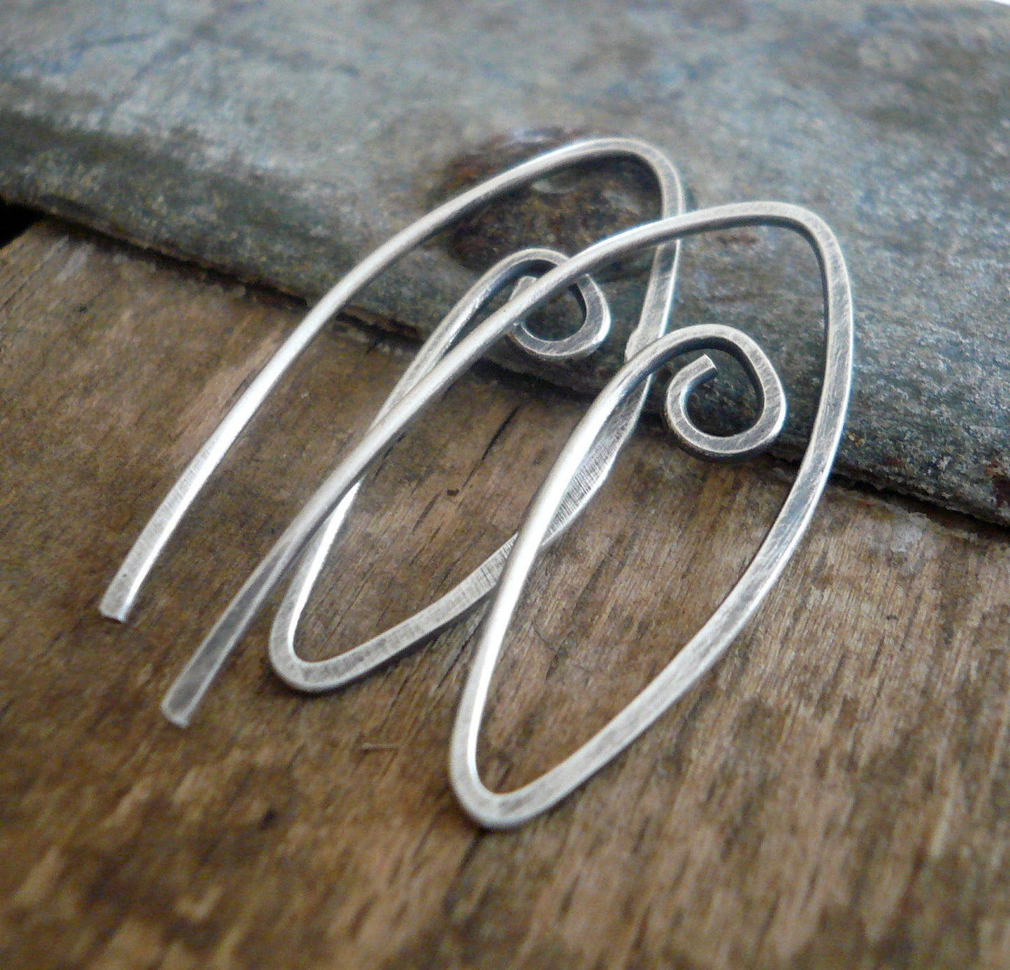 Furl Sterling Silver Earwires - Handmade. Handforged. Oxidized & polished