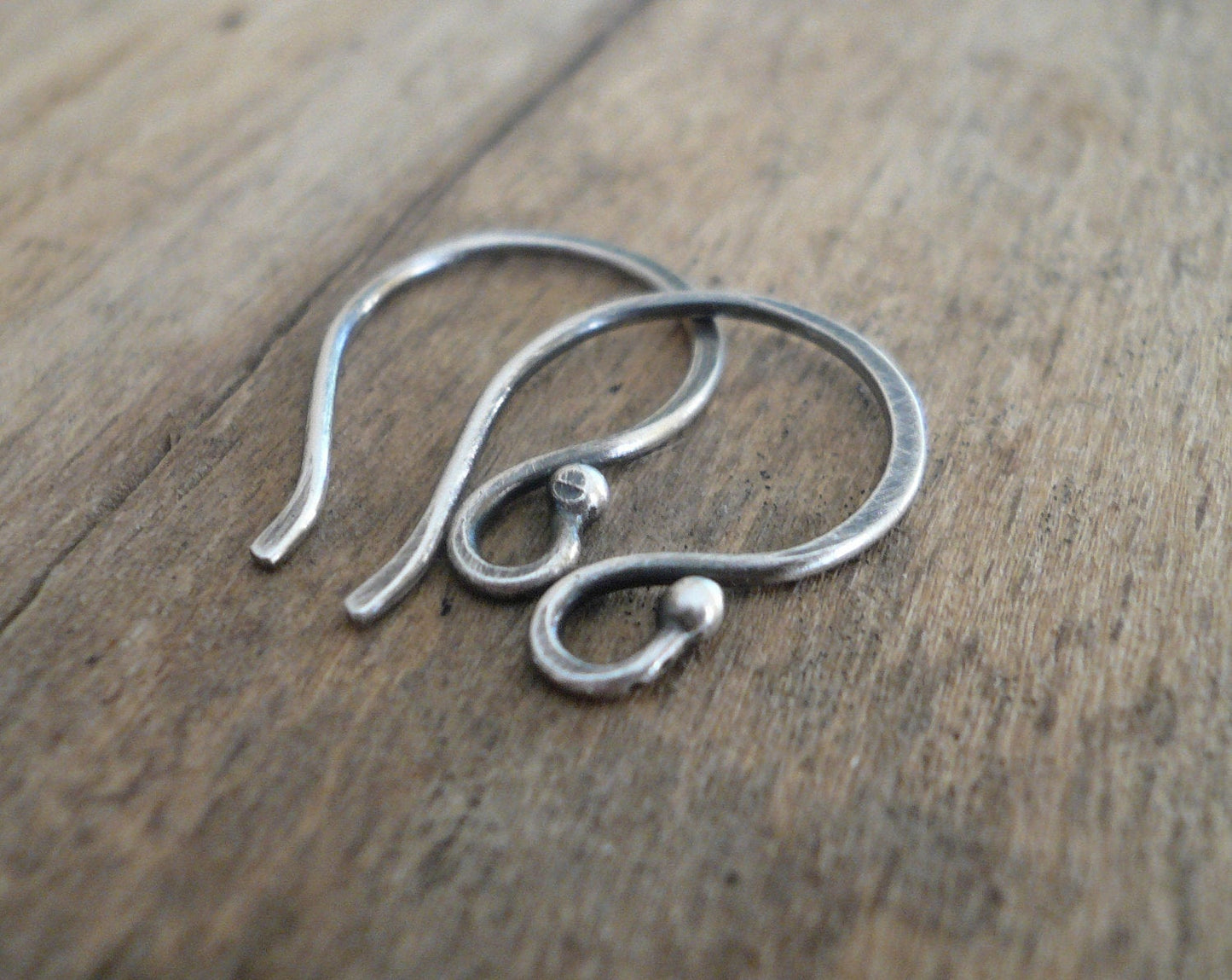 Ball End Twinkle Fine Silver Earwires - Handmade. Handforged. Oxidized & polished. Made to Order