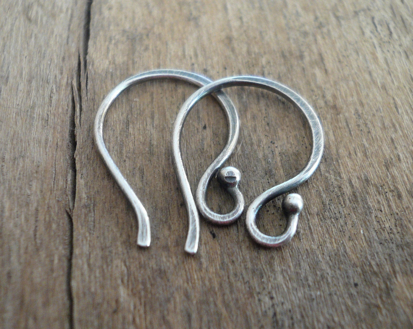 Ball End Twinkle Fine Silver Earwires - Handmade. Handforged. Oxidized & polished. Made to Order