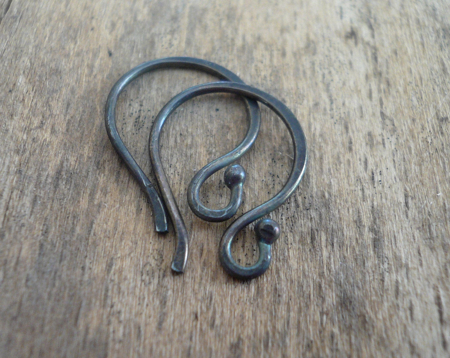 Ball End Twinkle Fine Silver Earwires - Handmade. Handforged. Heavily Oxidized