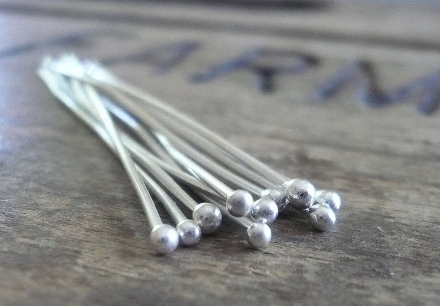 10 2" Fine Silver Handmade Ball Headpins - 20 gauge. 2 inches.