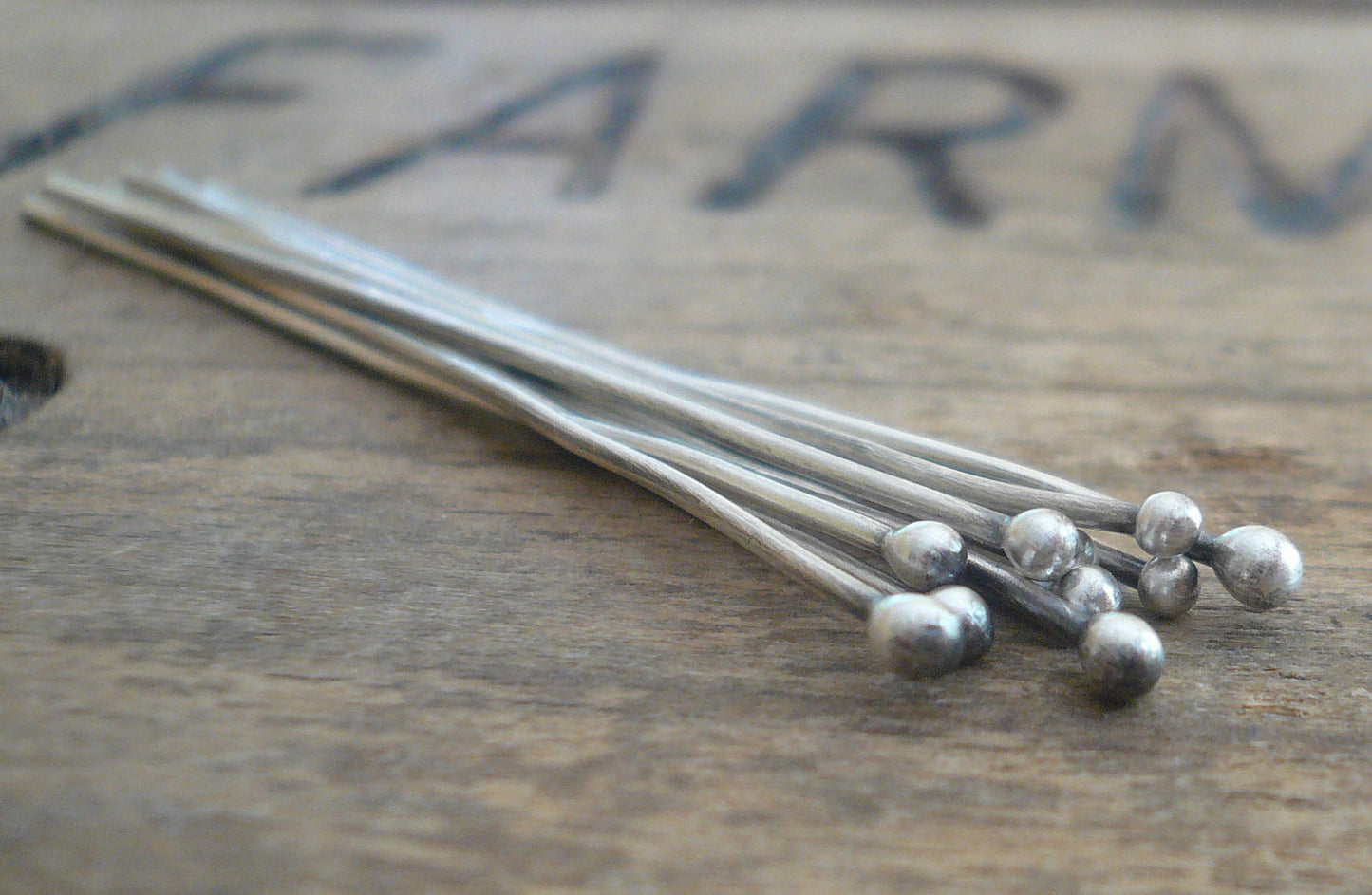 SAMPLE Pack Handmade Ball Headpins - 2 pair each of 24, 26 & 20 gauge, 2 inches. Oxidized and polished