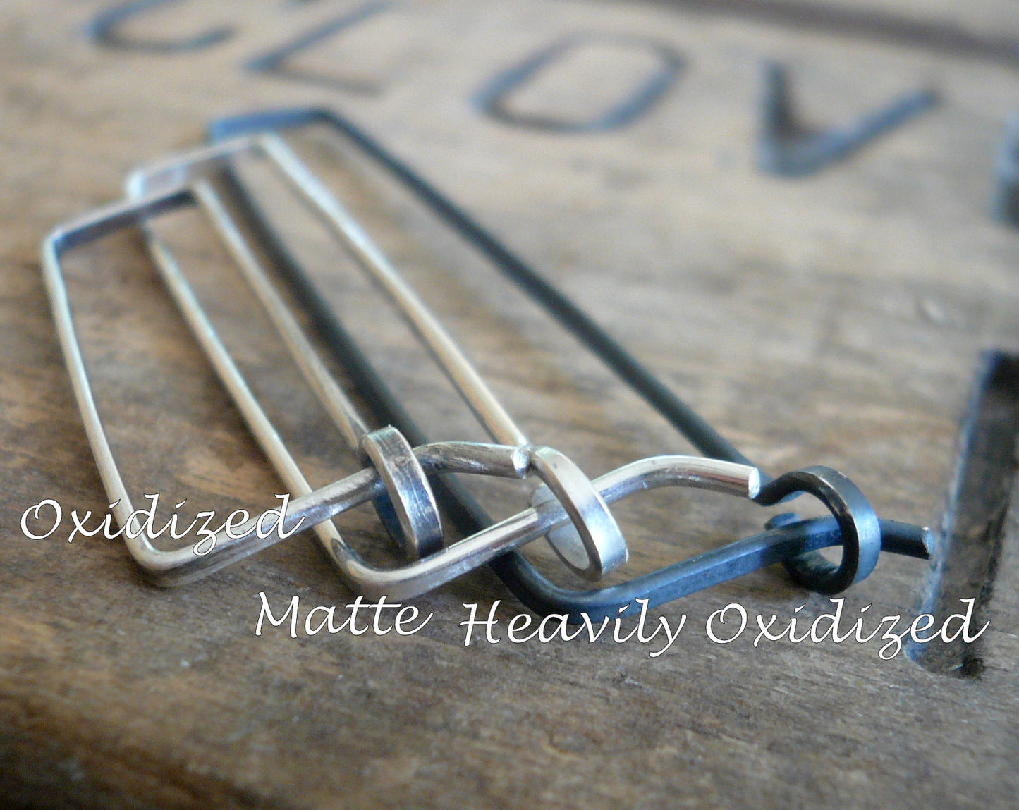 Svelte Hoops Large - Handmade. Hand forged. Heavily Oxidized Sterling Silver Earrings