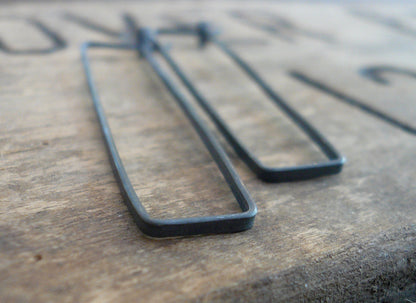 Svelte Hoops Large - Handmade. Hand forged. Heavily Oxidized Sterling Silver Earrings