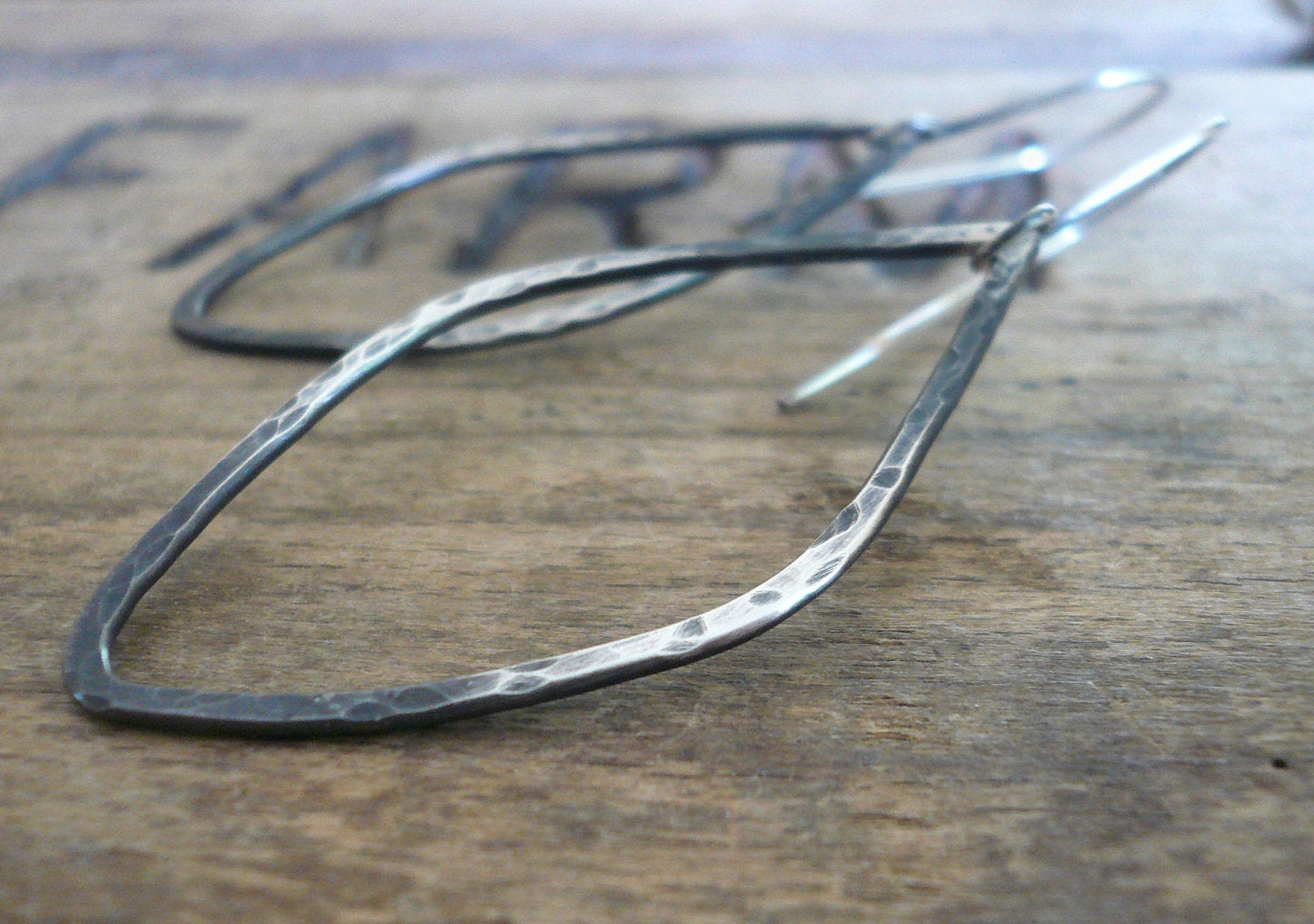 Ombre Tupelo - Handmade. Oxidized, textured sterling silver Earrings