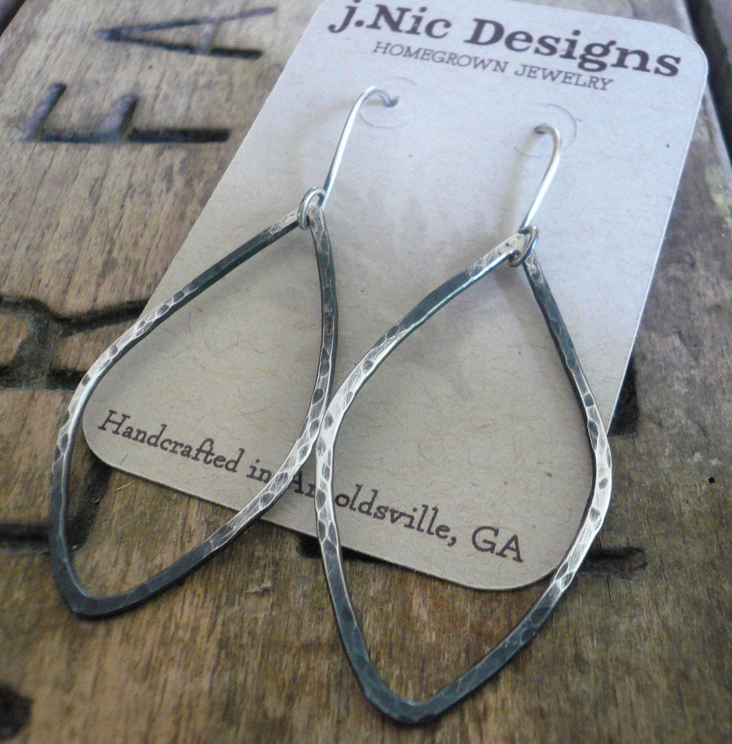 Ombre Tupelo - Handmade. Oxidized, textured sterling silver Earrings