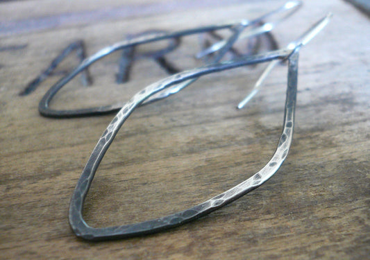 Ombre Tupelo - Handmade. Oxidized, textured sterling silver Earrings