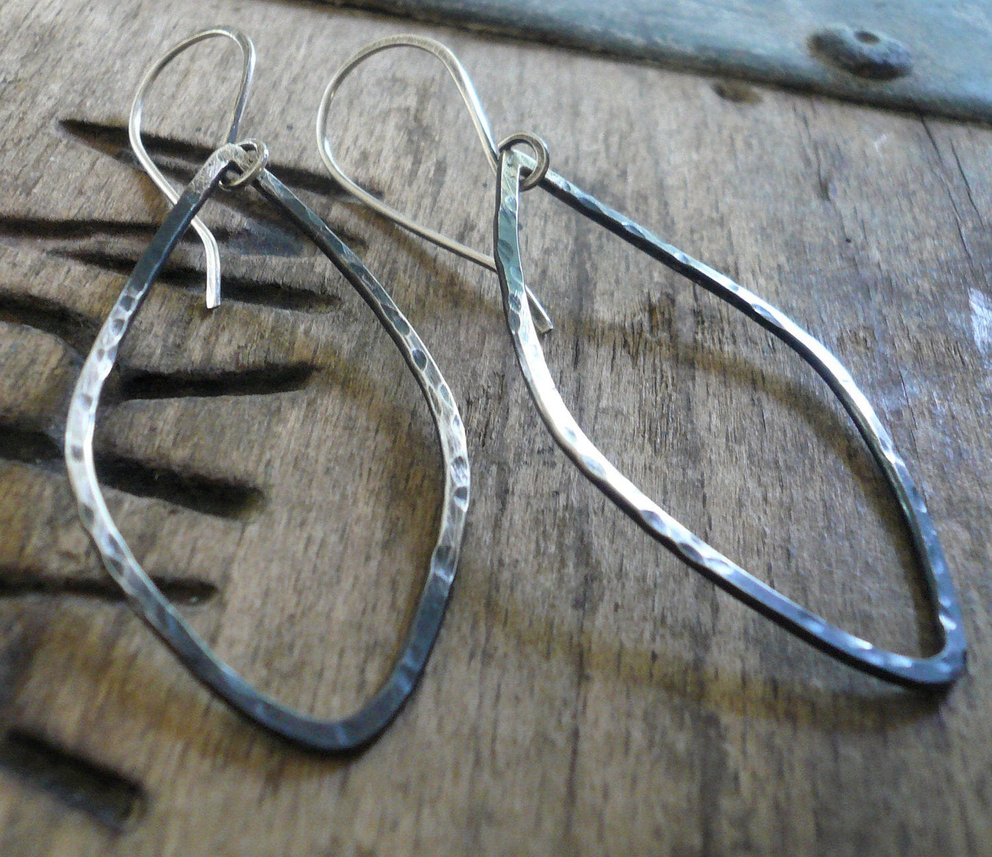 Ombre Tupelo - Handmade. Oxidized, textured sterling silver Earrings