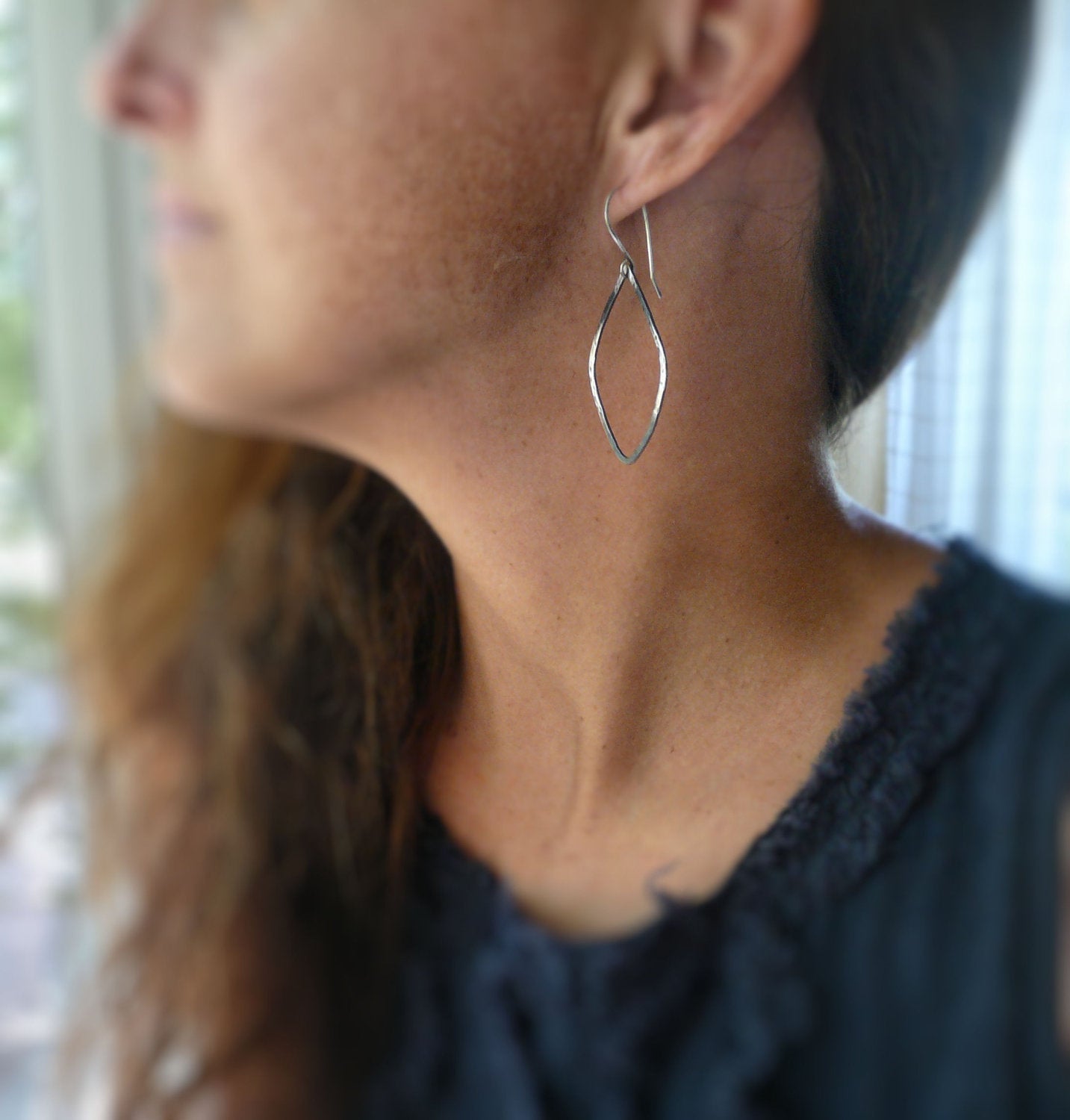 Ombre Tupelo - Handmade. Oxidized, textured sterling silver Earrings