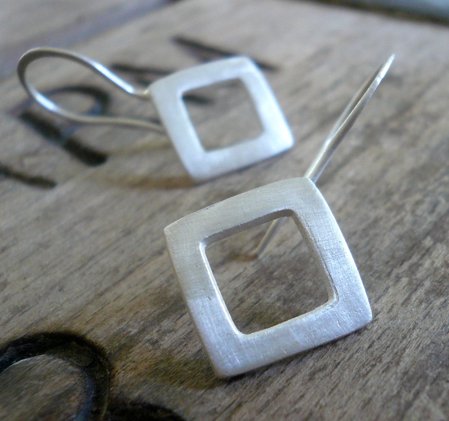 Modesty Earrings. Oval - Handmade. Oxidized fine recycled silver