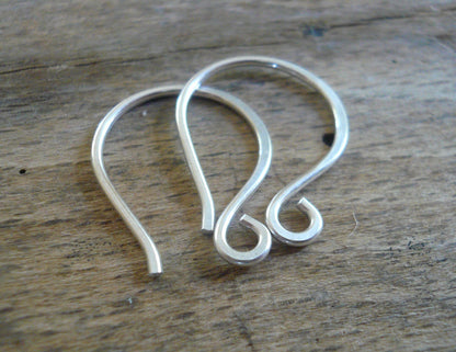 HEAVY 18 gauge Large Twinkle Sterling Silver Earwires - Handmade. Handforged