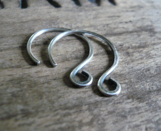HEAVY 18 gauge Large Solitude Sterling Silver Earwires - Handmade. Handforged. Oxidized & polished