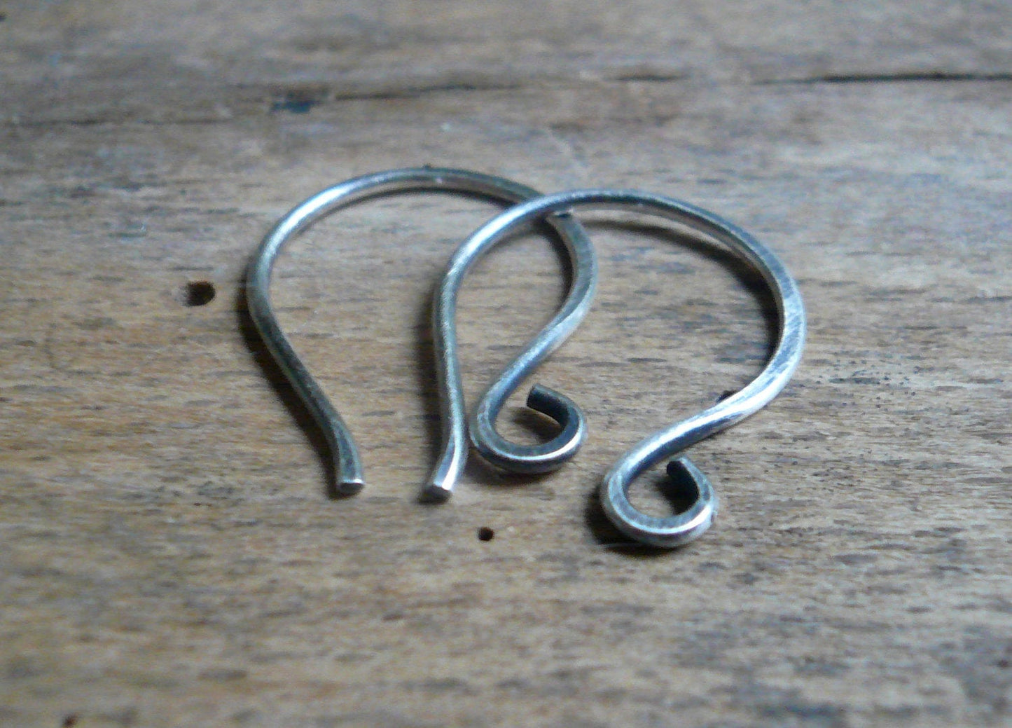 HEAVY 18 gauge Large Twinkle Sterling Silver Earwires - Handmade. Handforged. Oxidized/ polished