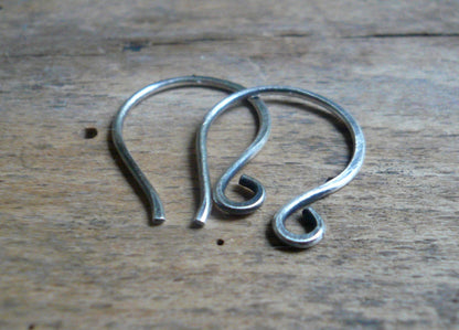 HEAVY 18 gauge Large Twinkle Sterling Silver Earwires - Handmade. Handforged. Oxidized/ polished
