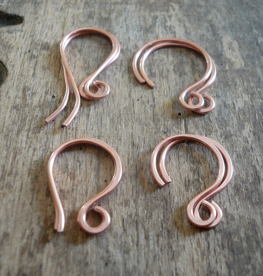 Sample Pack 4 pairs of my Copper Earwires - Handmade. Handforged