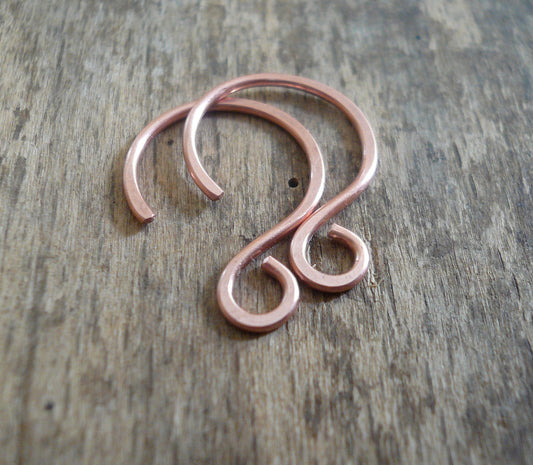 Solitude Copper Earwires. Handmade. Hand forged