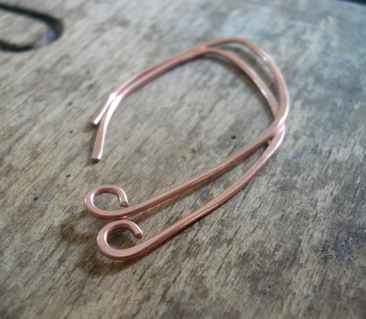 Hint Copper Earwires - Handmade. Handforged