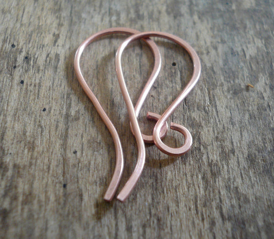 Solitaire Copper Earwires - Handmade. Handforged