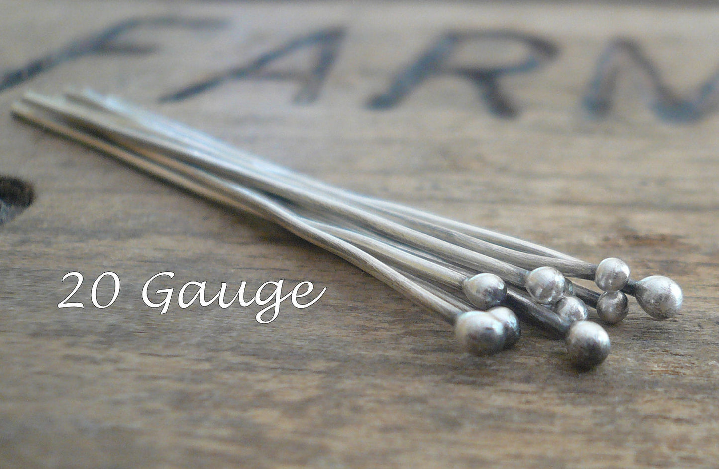 10 2" Fine Silver Handmade Ball Headpins - 20 gauge. 2 inches. Oxidized and polished