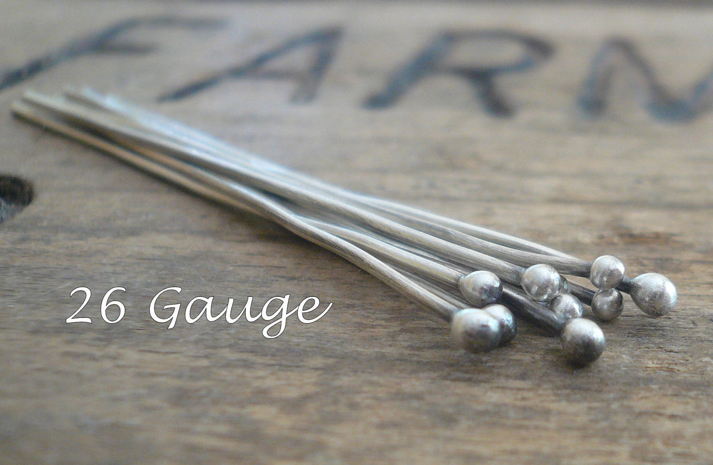 10 2" Fine Silver 26 GAUGE Handmade Ball Headpins - 2 inches. Oxidized and polished