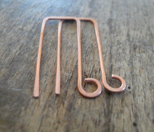 Millstone Copper Earwires - Handmade. Handforged